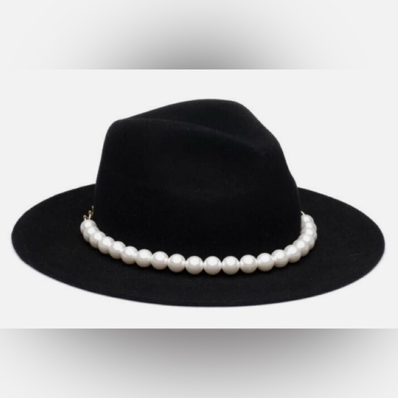 NWOT Eugenia Kim Sandra Faux Pearl Fedora Hat - Picture 3 of 10